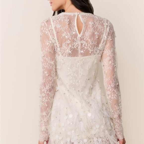 LoveShackFancy Alouetta Embellished Lace Mini Dress - Picture 3 of 7